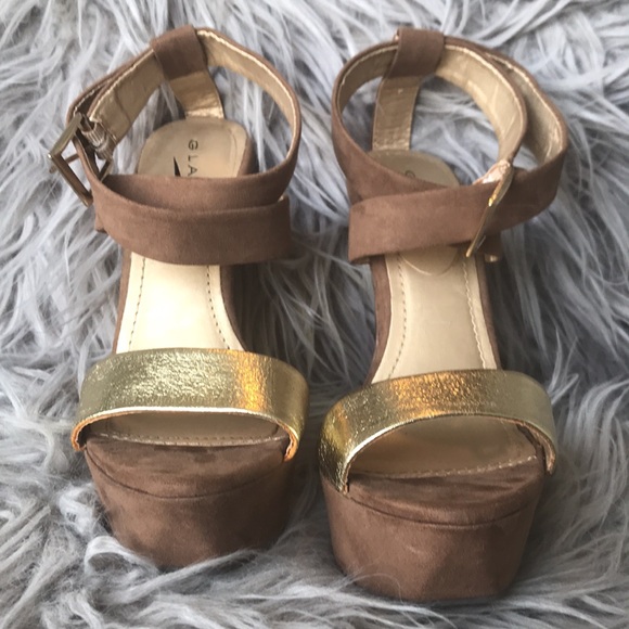 Faux Suede Metallic Wedges - Picture 2 of 6